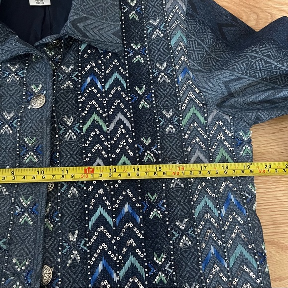 ColdWater Creek Denim Embroidered Maximalism Grandmacore Grandma Jacket Vintage - Picture 12 of 13